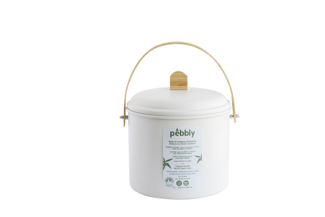 PEBBLY Compost bin Cream with Charcoal Filter
