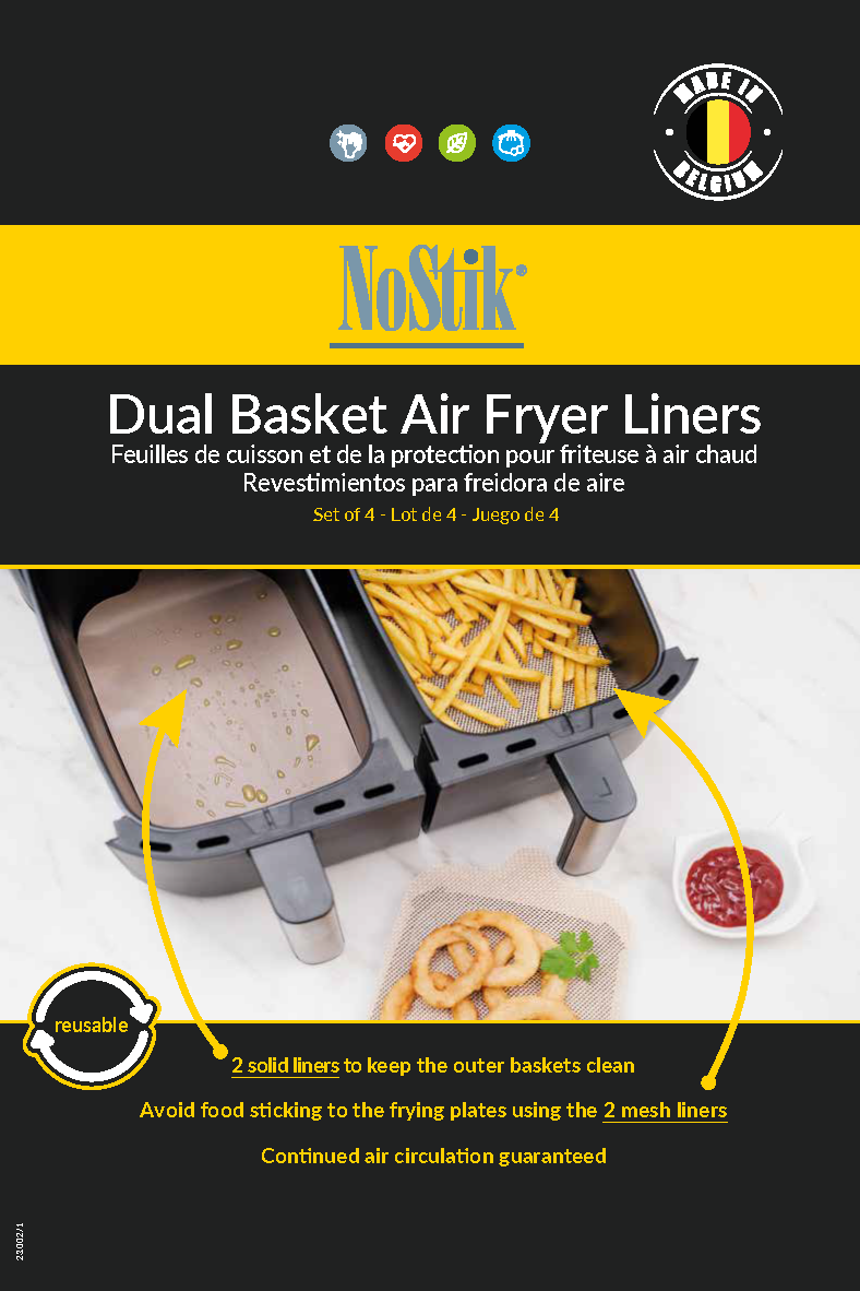 NOSTIK Air Fryer Liners Dual Basket 4 Pieces